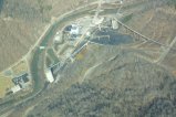 The old Marsh Fork Elementary School, Goals Coal prep plant, Shumate's Branch sludge dam. Flight by Southwings.org